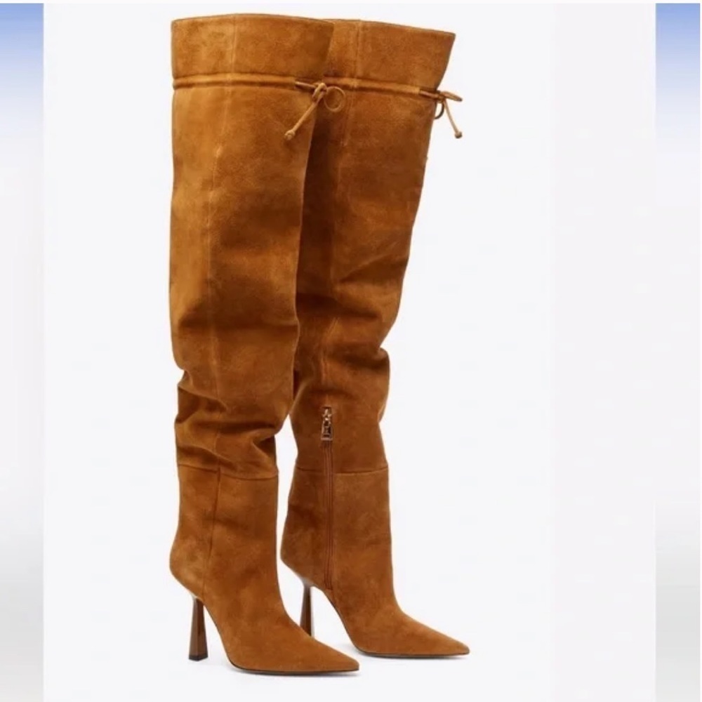 New! Good American Carla Over the Knee Boot Tobacco 7 🤎 NWOB - Picture 4 of 12